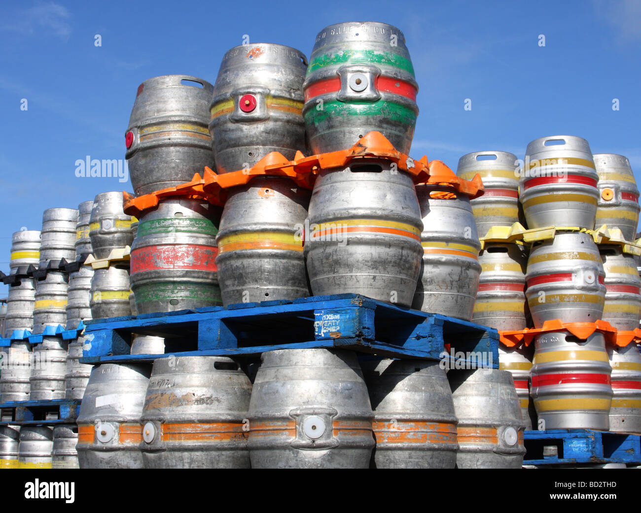 Beer kegs at a brewery in the U.K. Stock Photo