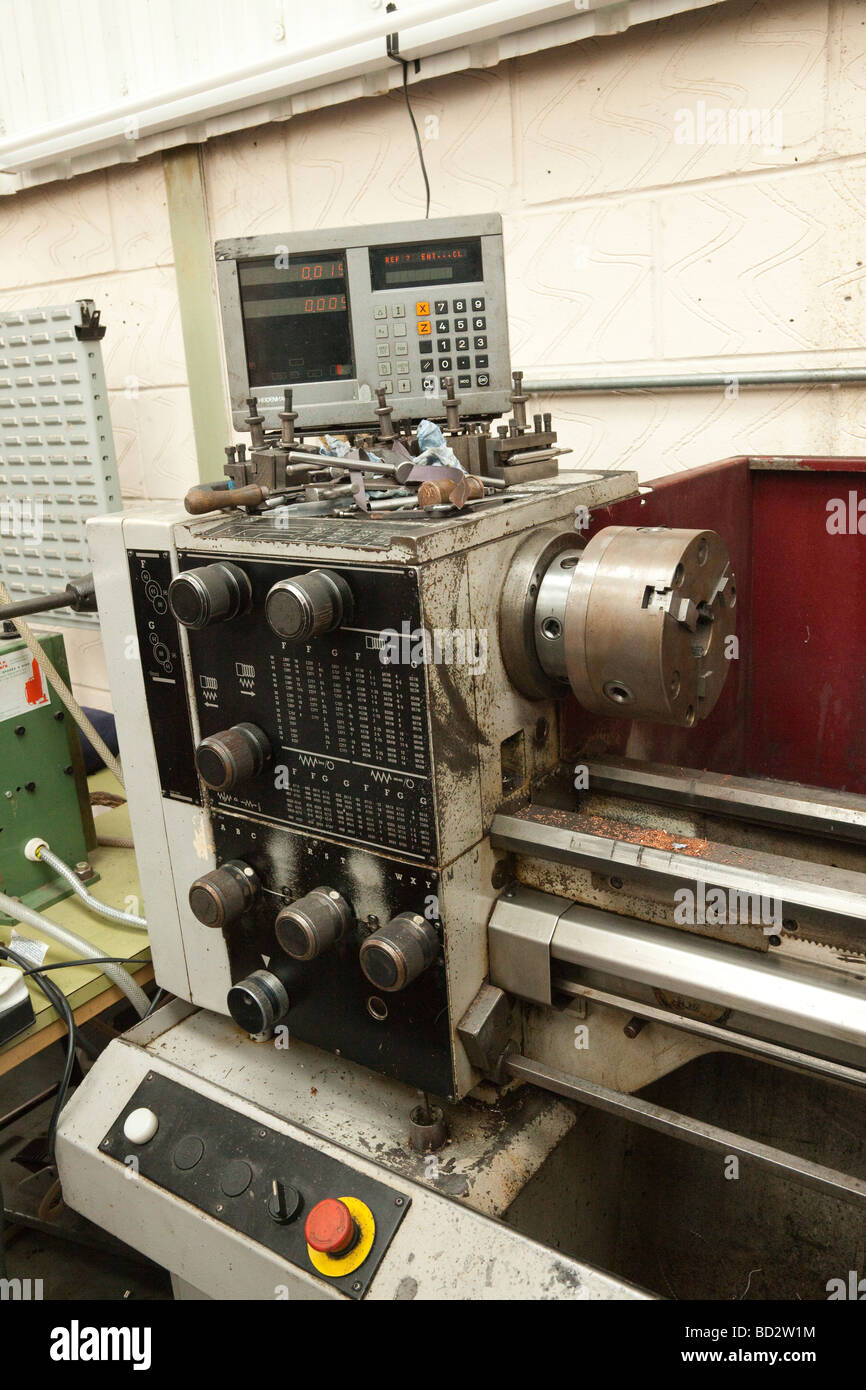 modern lathe with electronic digital readout Stock Photo Alamy