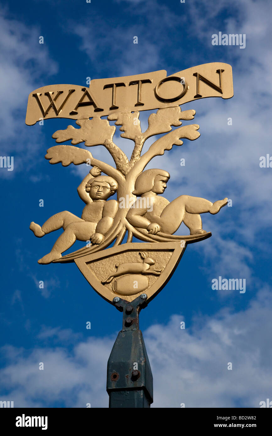 Watton town sign, Norfolk, UK Stock Photo
