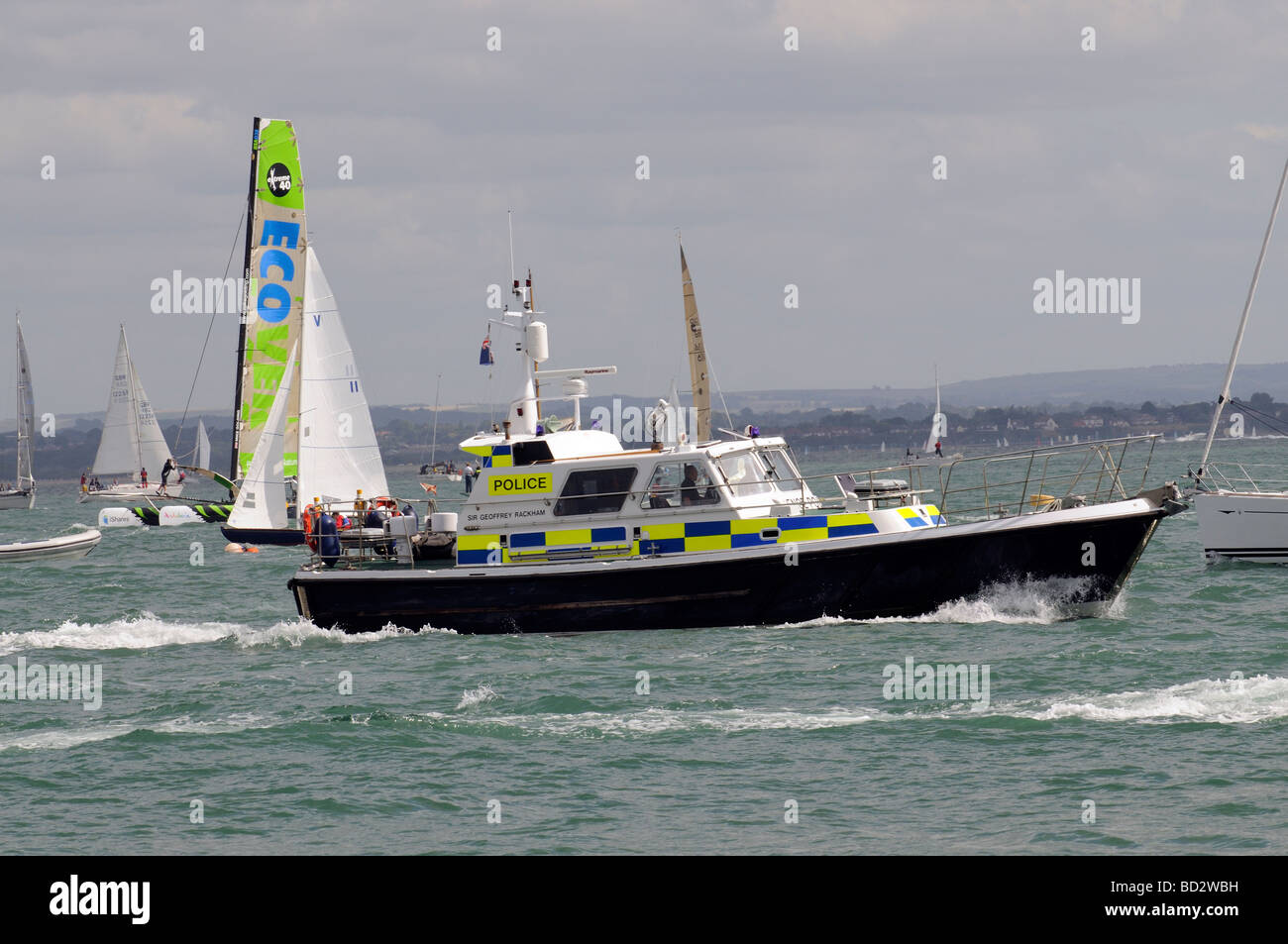 MOD police patrol boat The Geoffrey Rackham underway in The Solent ...