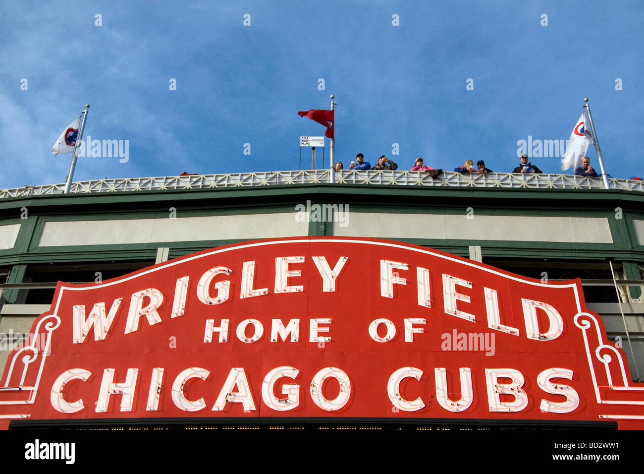 Famous marquee sign of Wrigley Field in Chicago Illinois USA  Stock Photo