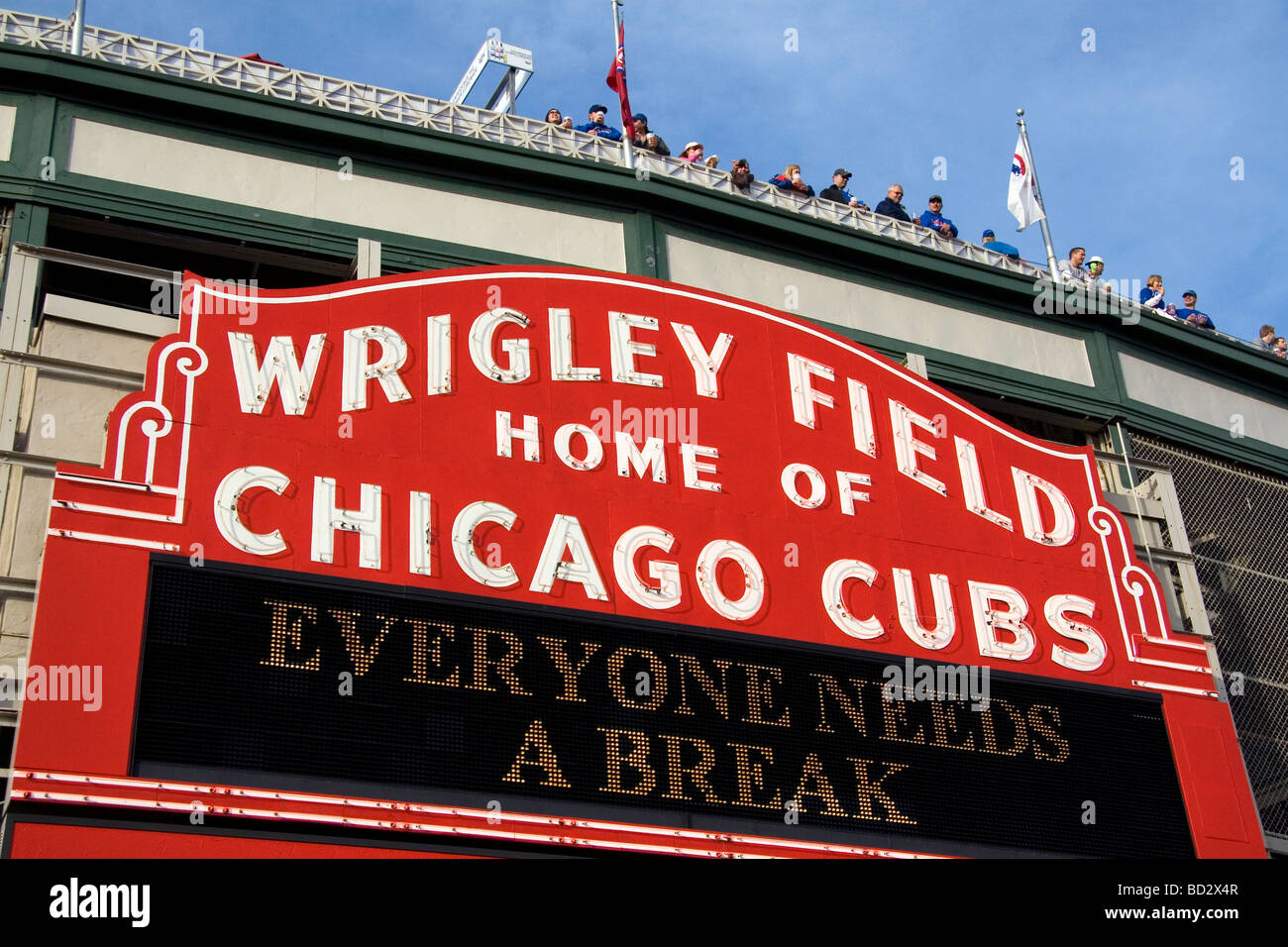 Famous marquee sign of Wrigley Field in Chicago Illinois USA  Stock Photo