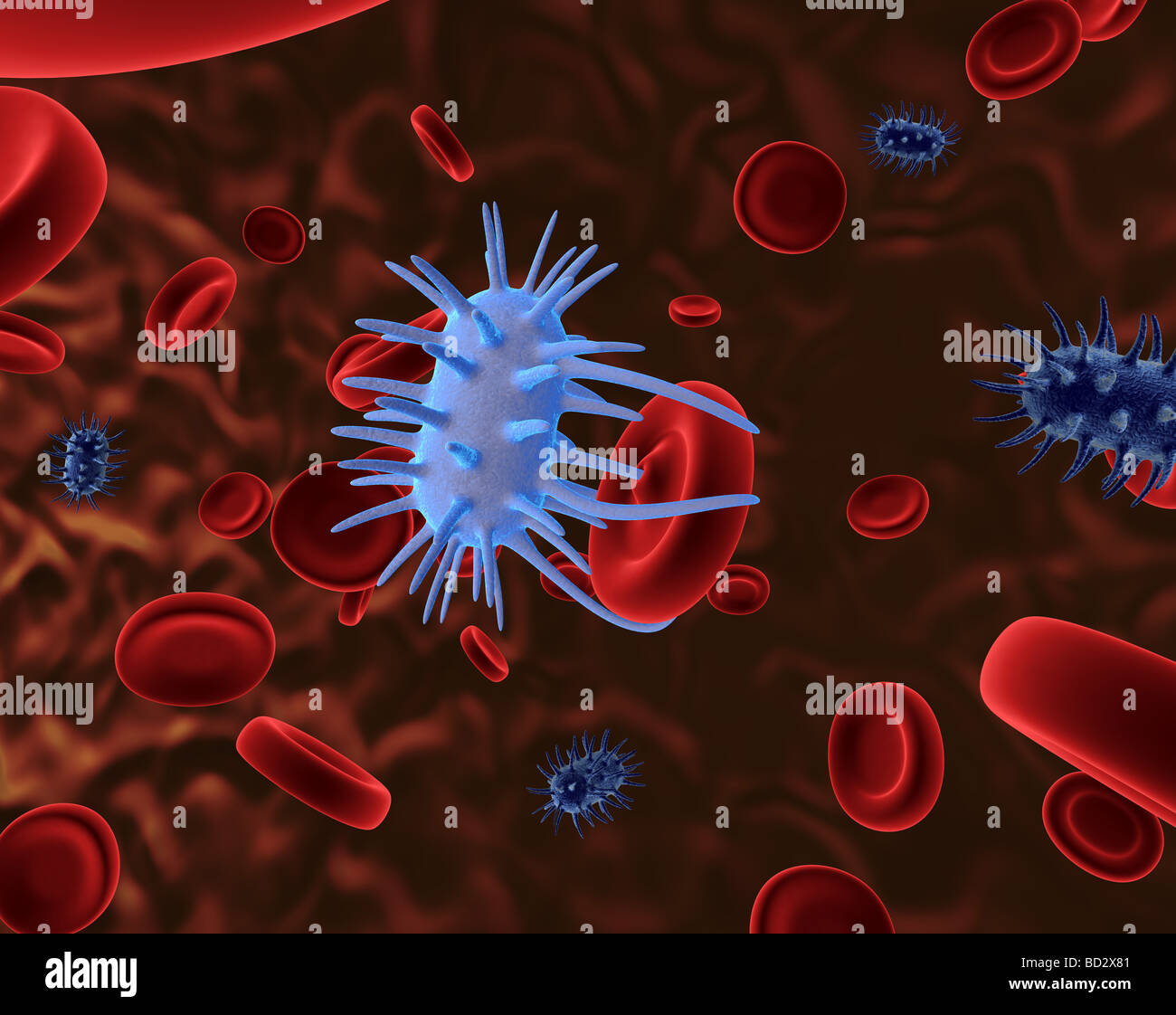 3d render of microscopic blood and virus cells Stock Photo - Alamy