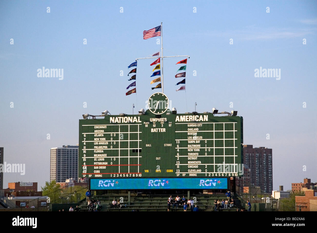 Scoreboard at Wrigley Field in Chicago Illinois USA Stock Photo