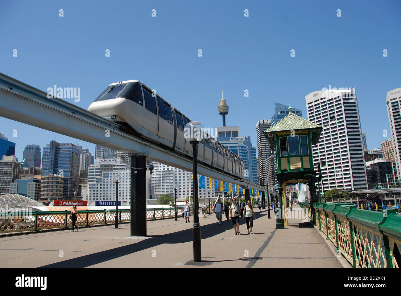 sky train on bridge at Darling harbor, Sydney, Australia Stock Photo