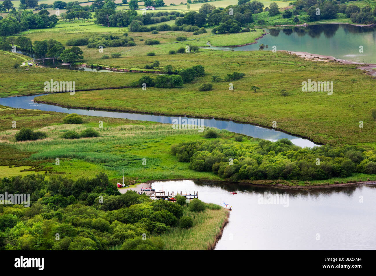 'Derwent Water' 'Great Bay' And The Ladore Landing Stages, 'The Lake District' Cumbria England UK Stock Photo