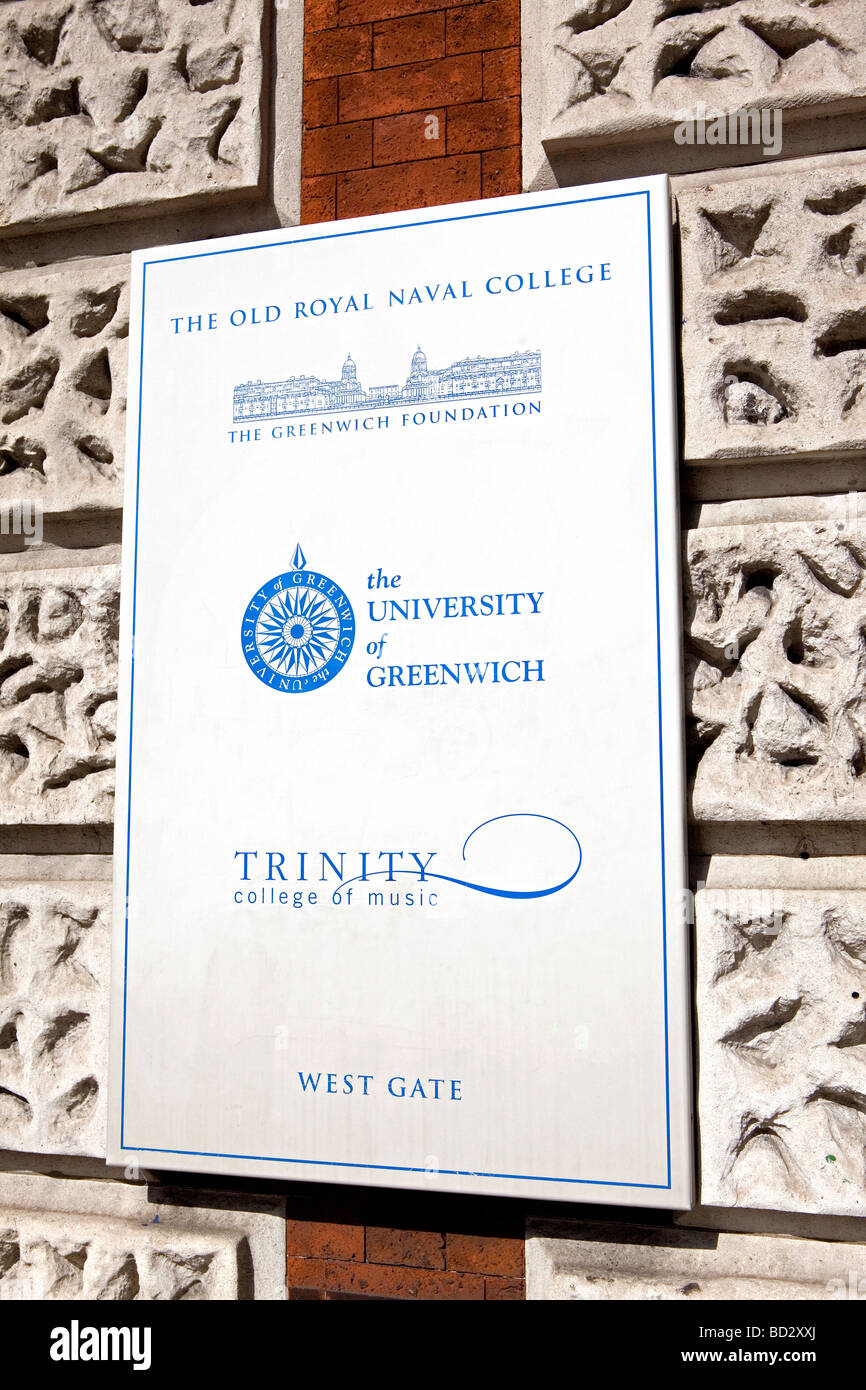 University of Greenwich Sign Stock Photo