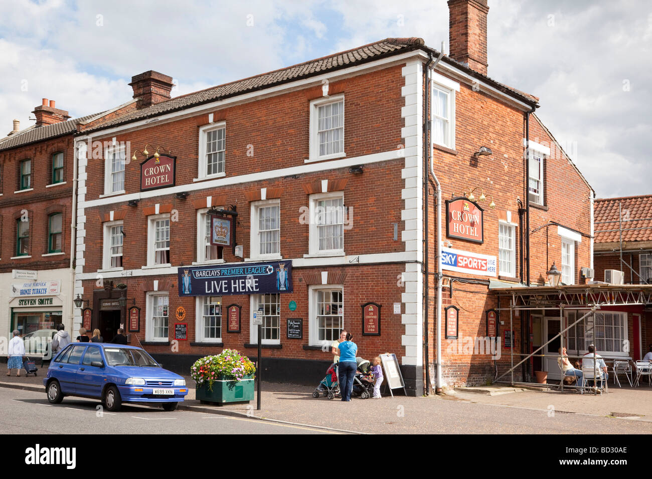 The Crown Hotel / pub in Watton Norfolk, UK Stock Photo