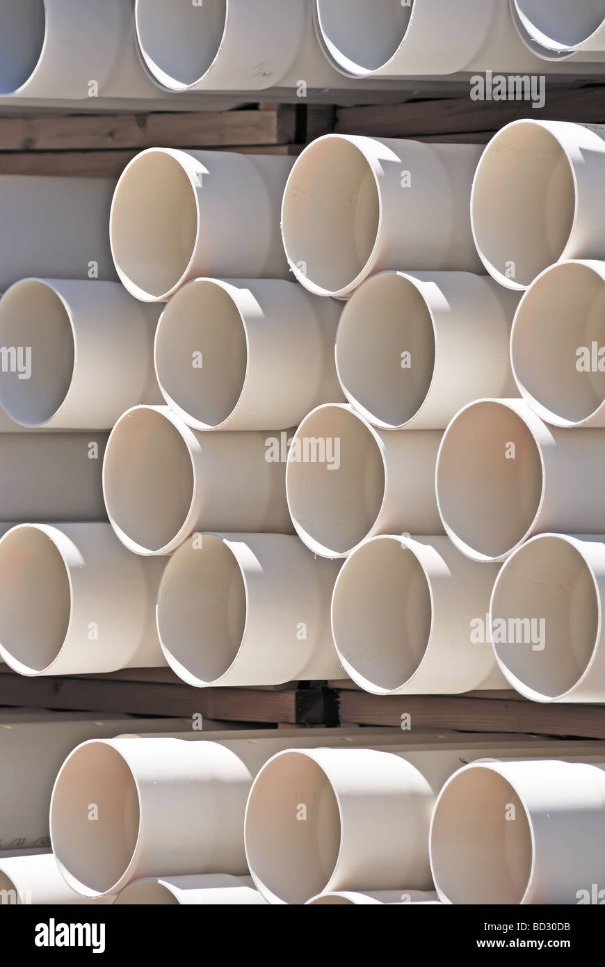 Stacked PVC piping Stock Photo Alamy