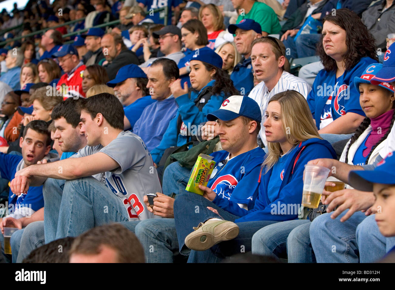 Chicago Cubs fans at Wrigley Field in Chicago Illinois USA Stock Photo