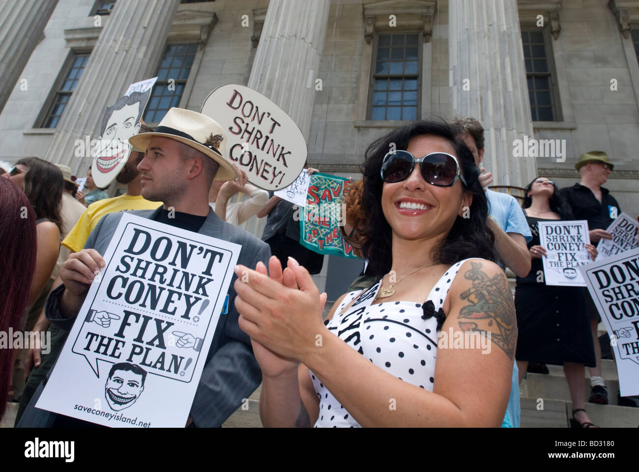 Residents and supporters of Coney Island protest the proposed revitalization plans for the island Stock Photo