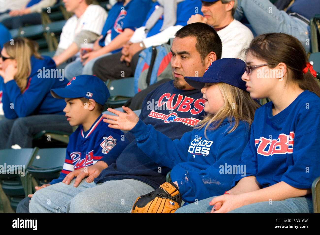 Chicago Cubs fans at Wrigley Field in Chicago Illinois USA  Stock Photo