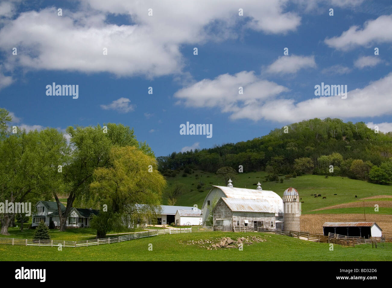 Rural farmstead in Manitowoc County Wisconsin USA Stock Photo