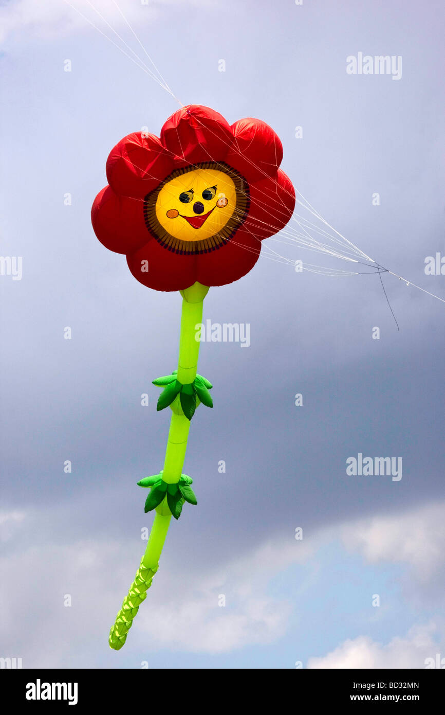 Giant Flower Kite with a cloudy sky Stock Photo