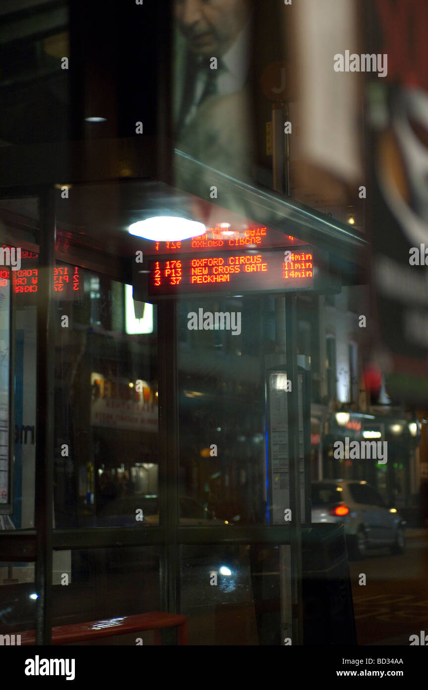 Window of modern coffee bar london night time Stock Photo