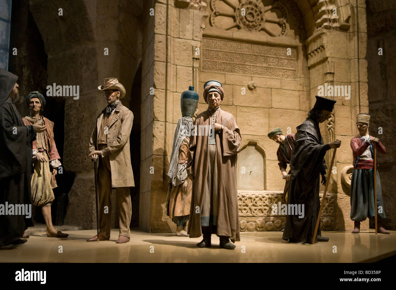 Typical figures in Jerusalem at the end of Ottoman period displayed at the Citadel museum in David Tower old city East Jerusalem Israel Stock Photo