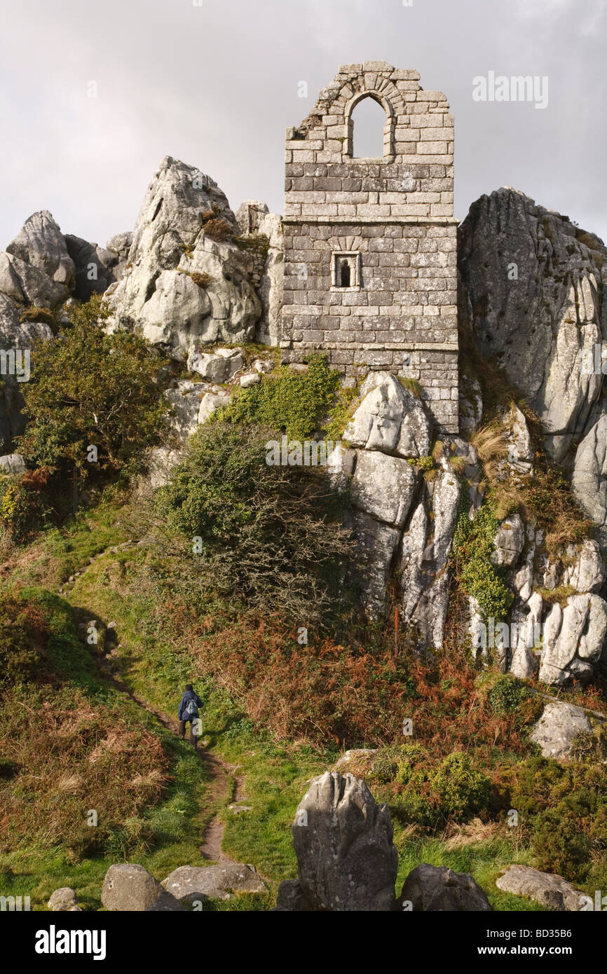 Roche rock, the site of Saint Michael's Chapel and Hermitage near St Austell, Cornwall Stock Photo