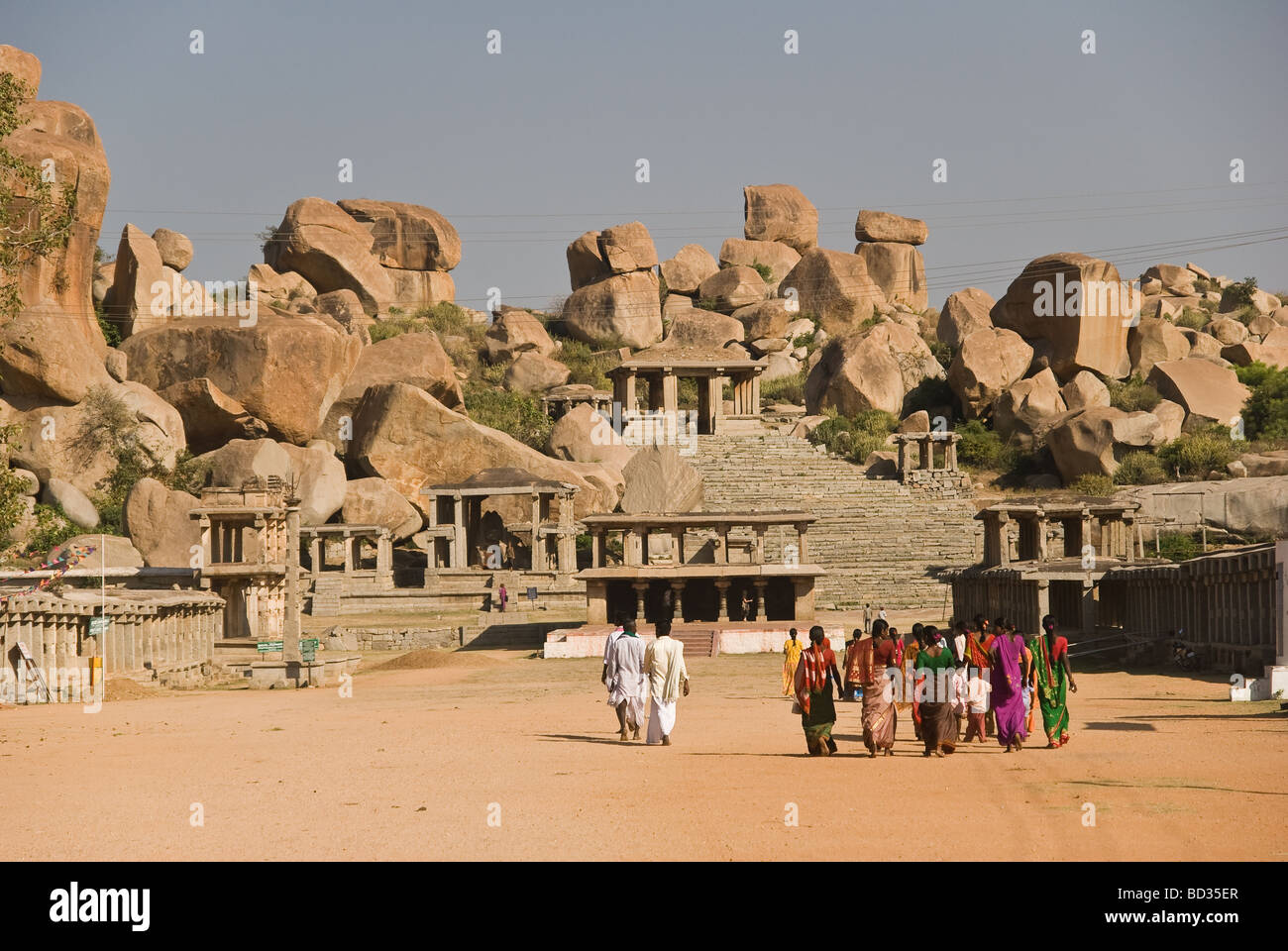 Temple in the boulder-covered Hampi, Karnataka, India Stock Photo