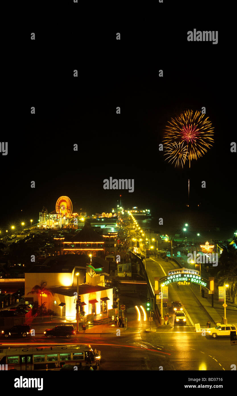 Fireworks over Santa Monica Pier Stock Photo Alamy