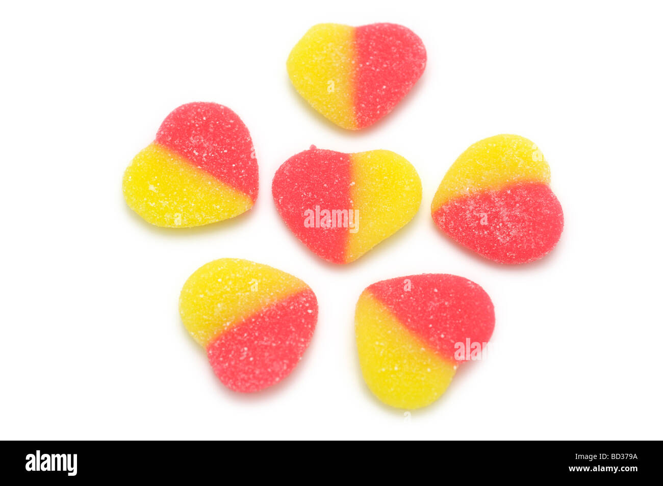 Heart shaped Jelly sweeties, sugar coated Stock Photo