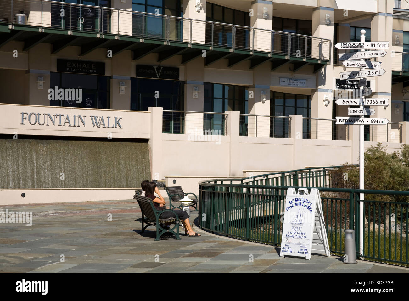 Signs at Fountain Walk Liberty Square Charleston South Carolina USA