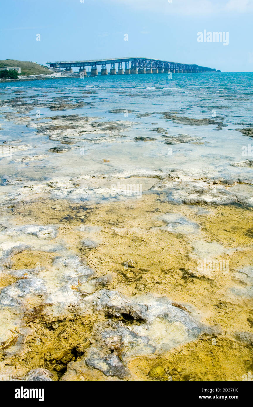 Bridge over water connecting Florida Keys Stock Photo