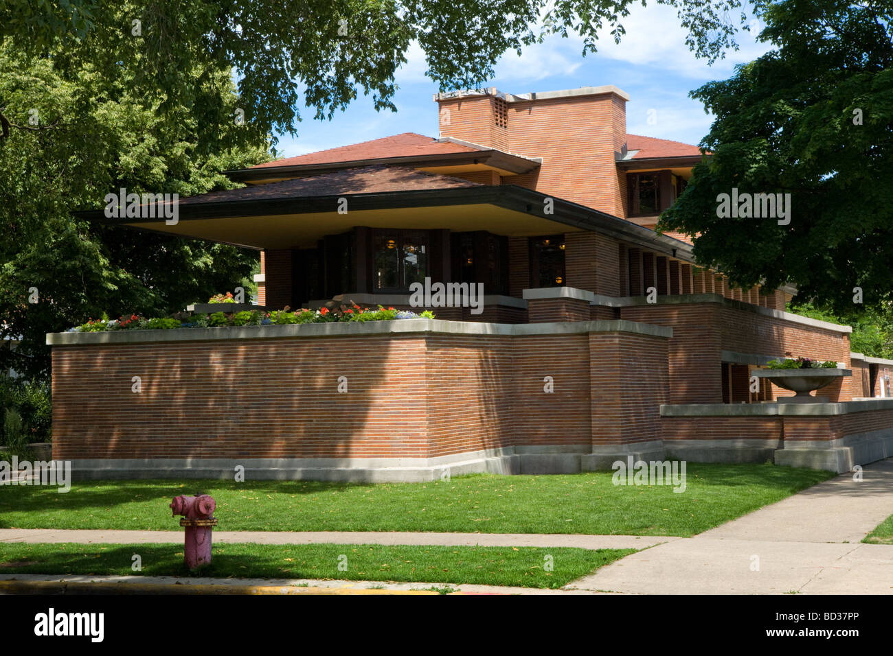 The Robie House Frank Lloyd Wright prairie style masterpiece Chicago Illinois Stock Photo