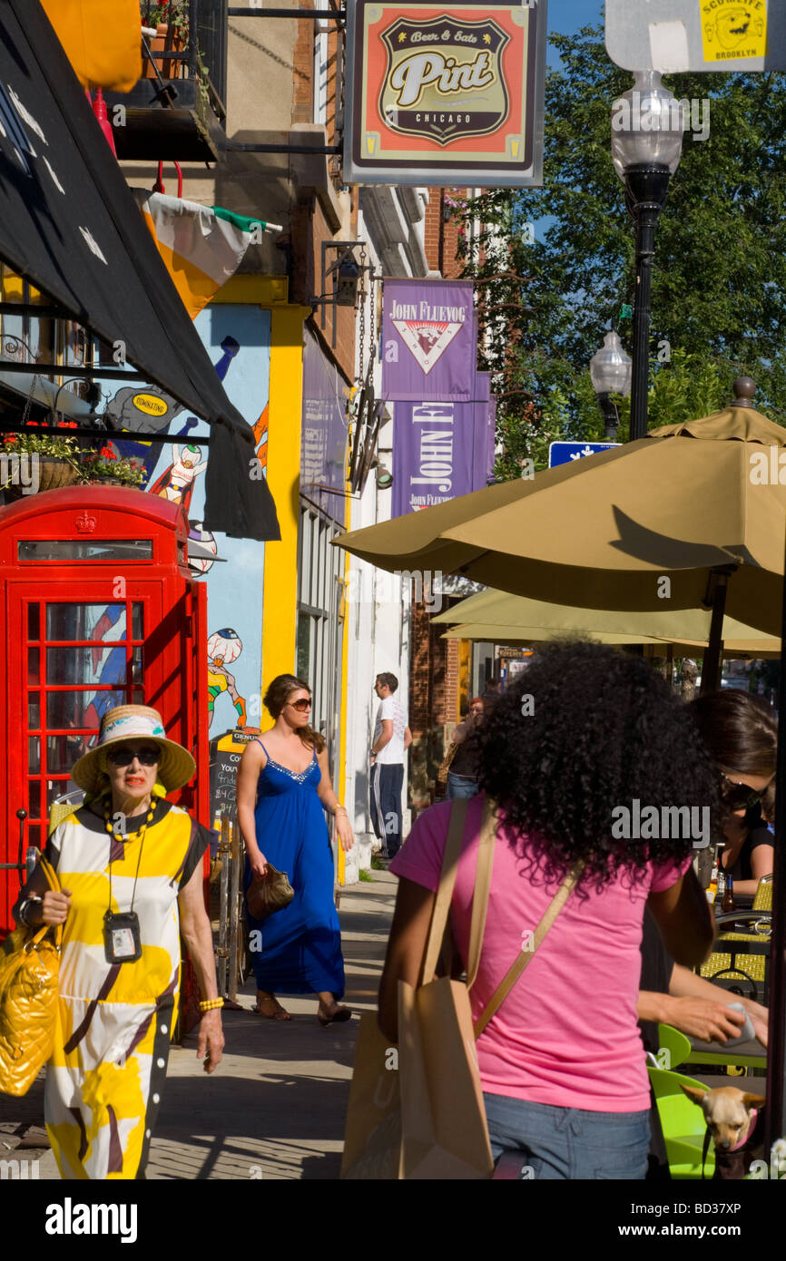 Alfresco dining in Bucktown Chicago Illinois Stock Photo