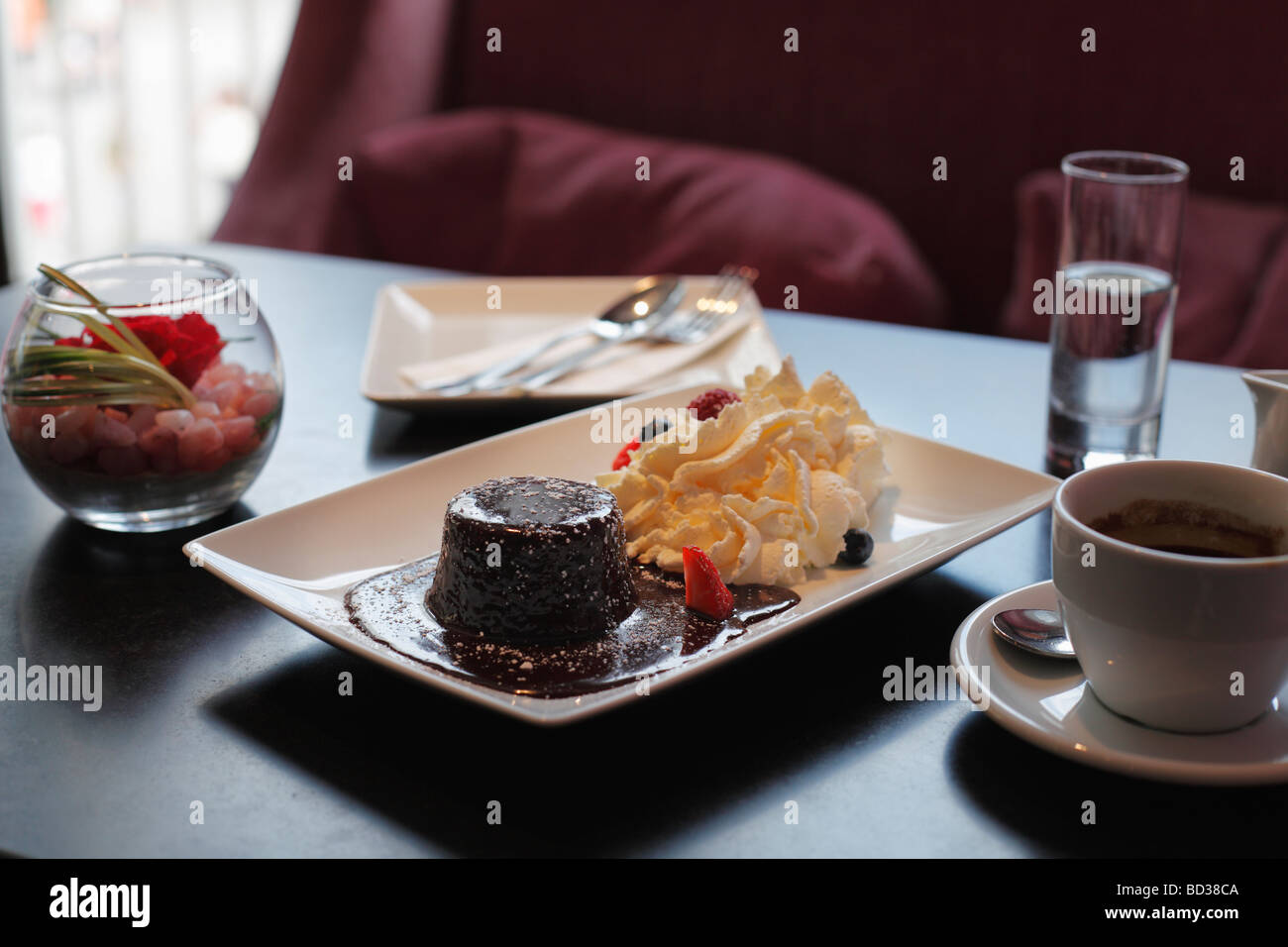 'Mohr im Hemd', Austrian cake speciality, Café Demel, Salzburg, Austria, Europe Stock Photo