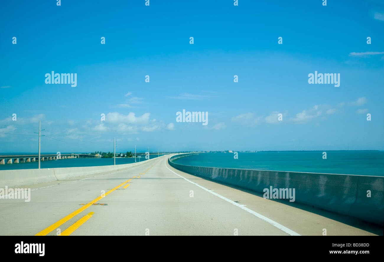 Bridge over water connecting Florida Keys Stock Photo