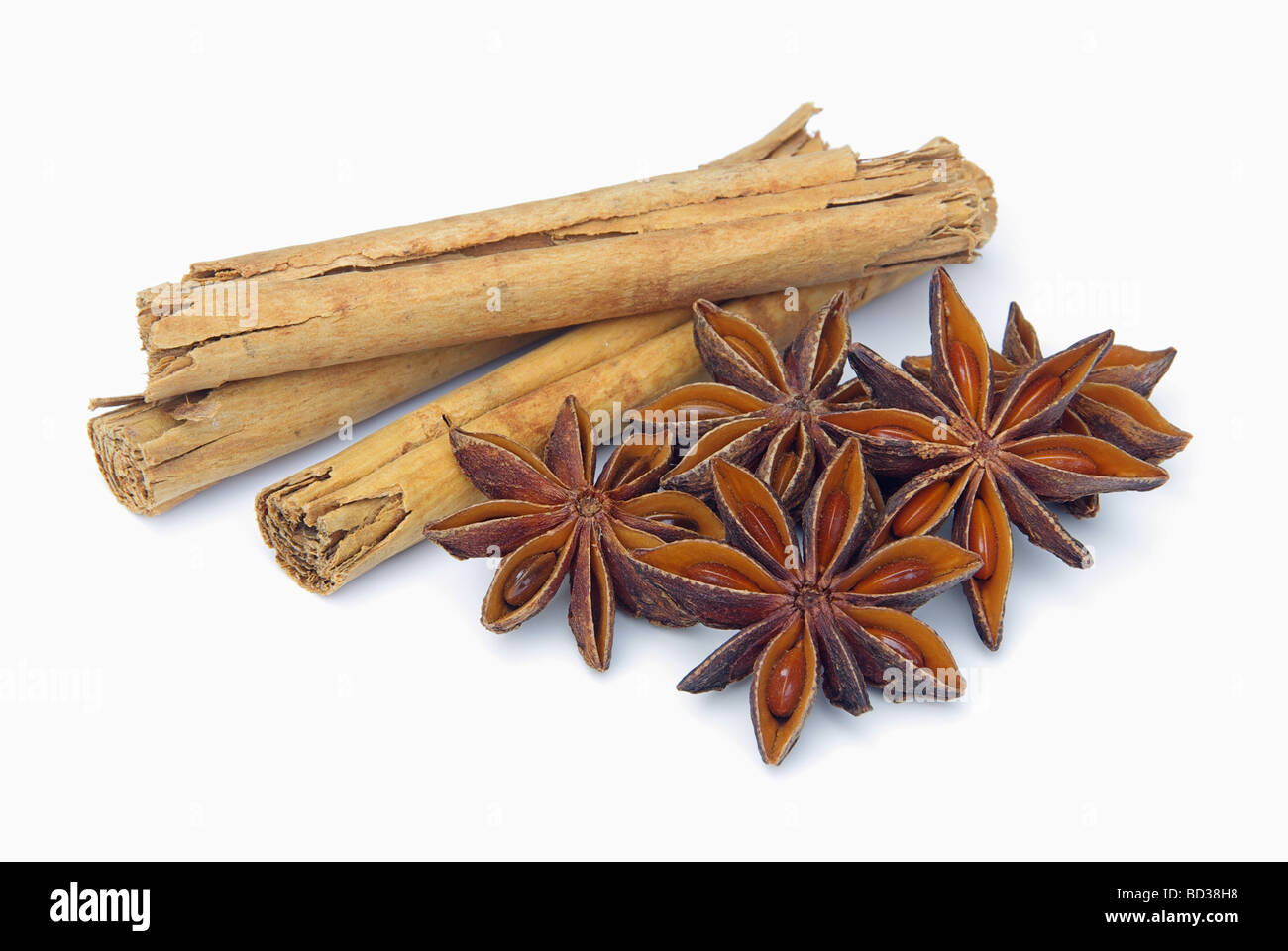 Zimtstange und Anisstern cinnamon stick and star from anis 02 Stock Photo