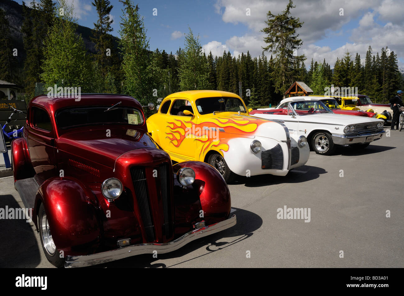 Vintage Cars in Rally in Banff Western Canada Stock Photo Alamy