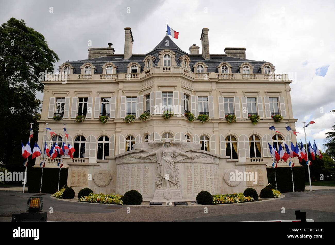 The monument to the fallen in front of the Epernay Hôtel de Ville (town hall). France. Stock Photo