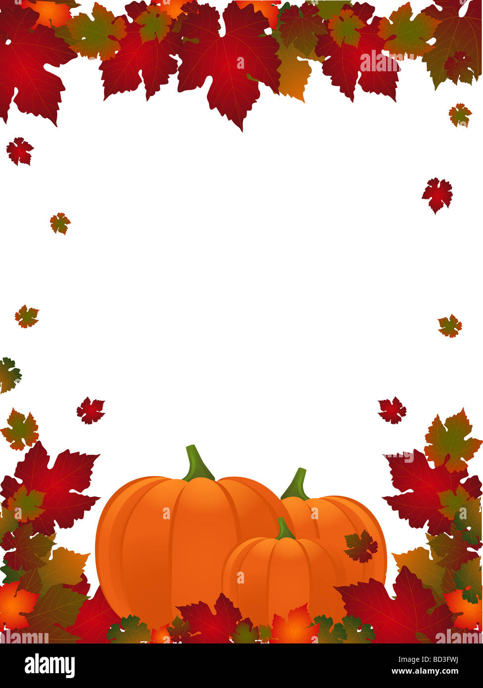 harvest autumn background with pumpkins and colorful leaves Stock Photo ...