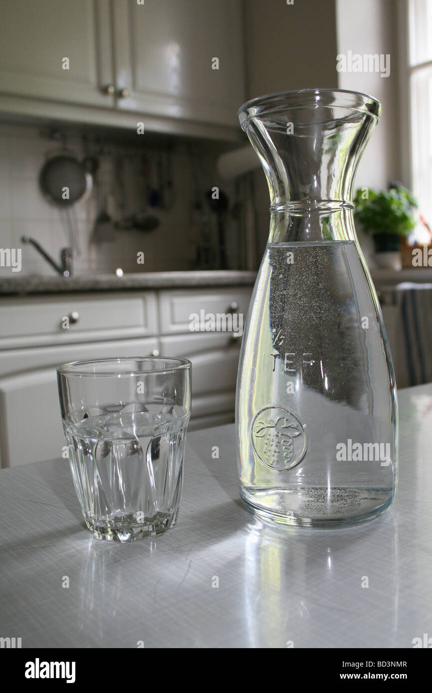 Carafe with water from the Tap Stock Photo
