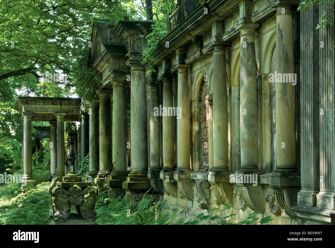Neo Roman tombs at Jewish Cemetery in Wrocław Lower Silesia region Poland Stock Photo