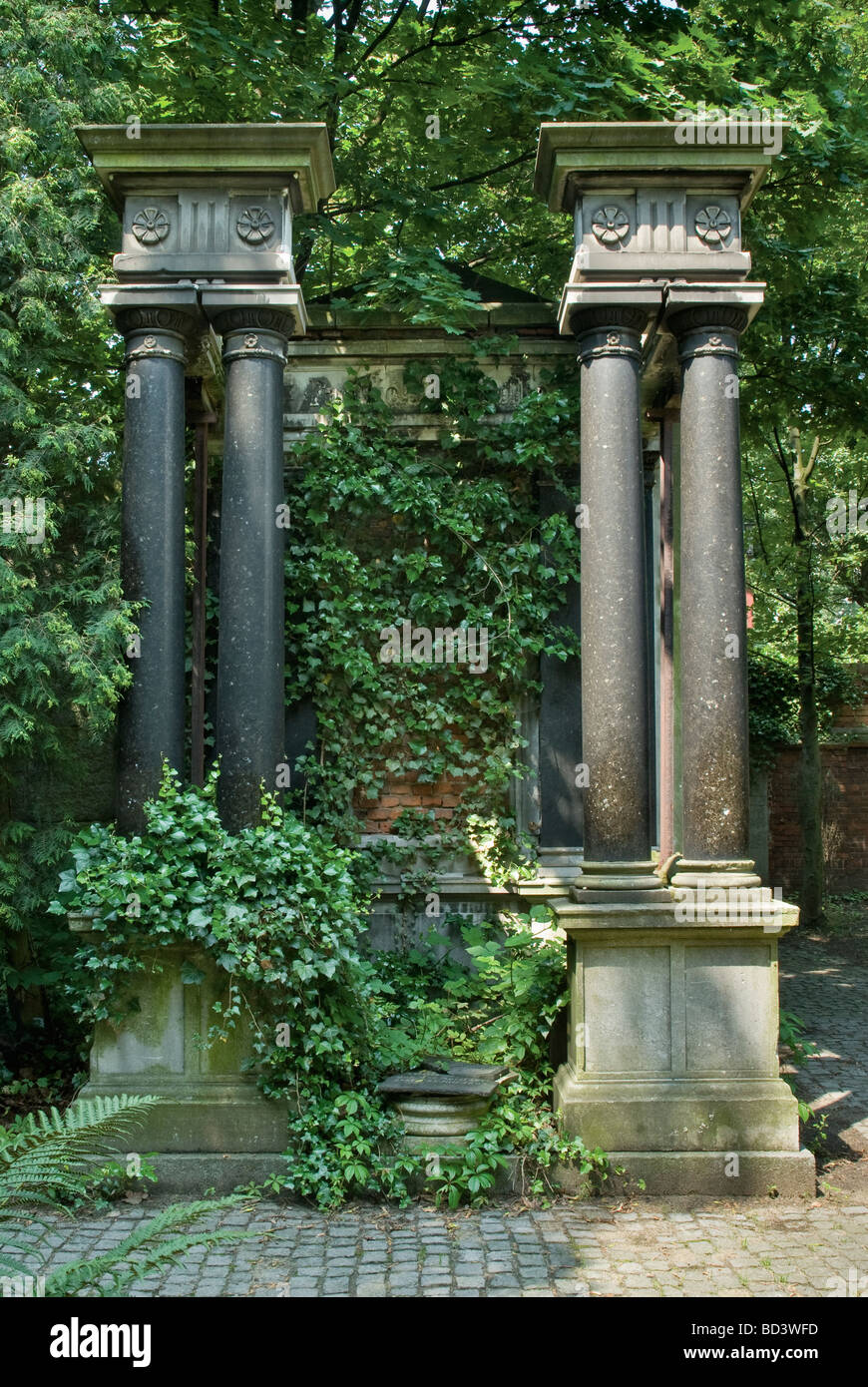Neo Roman tomb at Jewish Cemetery in Wrocław Lower Silesia region Poland Stock Photo