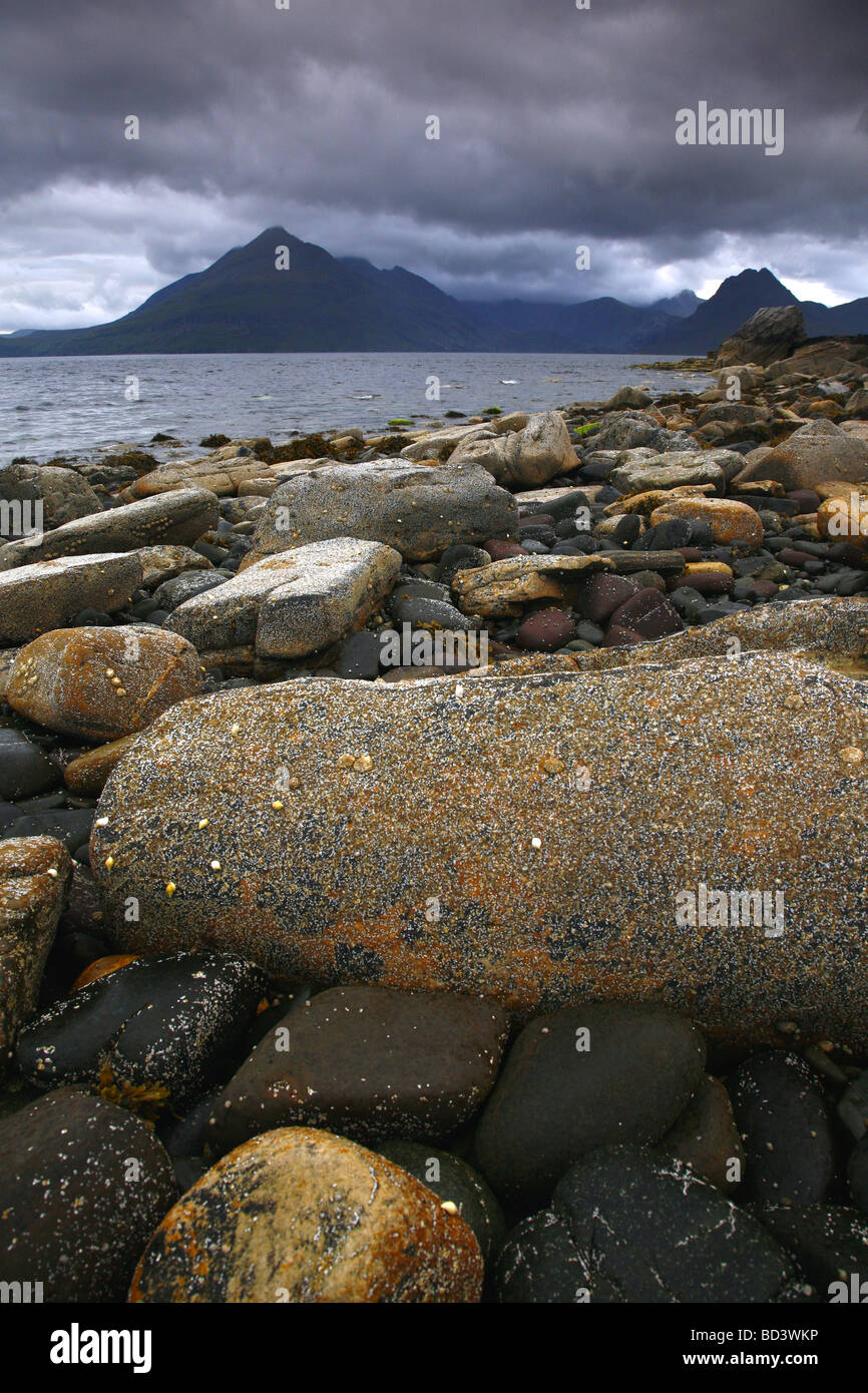 Dramatic weather over the Cuillin ridge taken from Elgol, Isle of Skye,Highlands,Scotland,UK Stock Photo