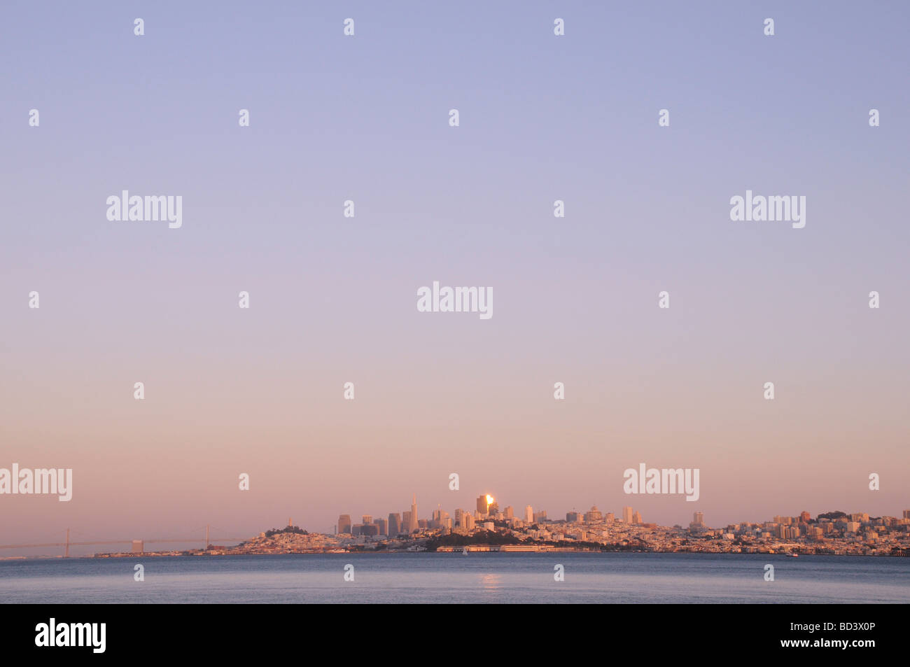 San Francisco Bay at sunset California USA  Stock Photo