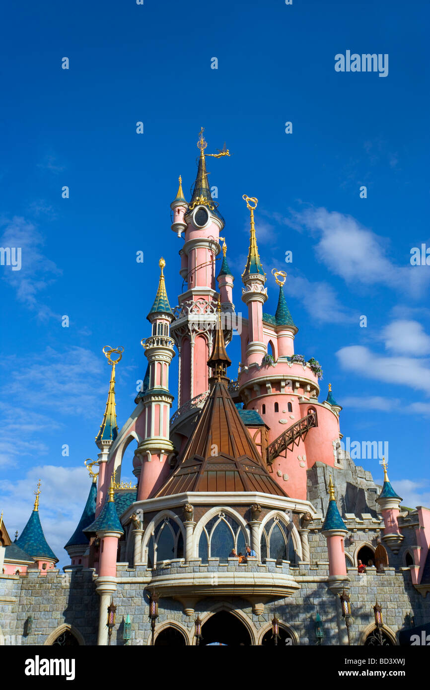 Sleeping Beauty castle, Disneyland Paris, France Stock Photo