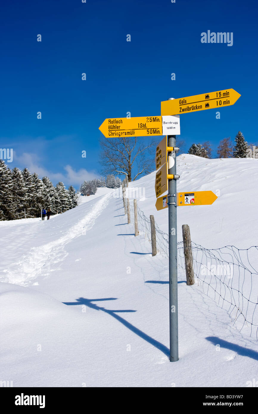 Hiking trail signs, Appenzell, Switzerland Stock Photo - Alamy