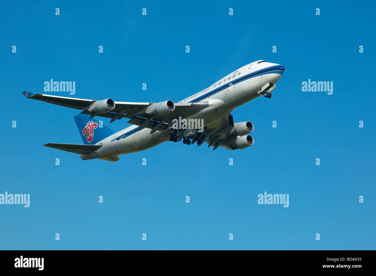Cargo plane in take off, Schiphol, Netherlands Stock Photo