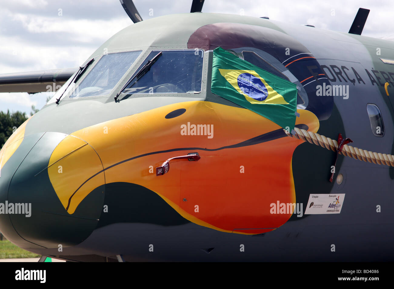 Brazilian Air Force(Força Aérea Brasileira) Hercules with bird graphic Stock Photo