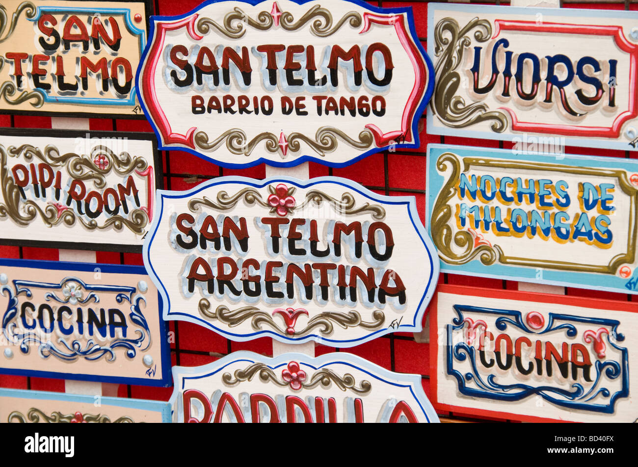 signs in san telmo, buenos aires, argentina Stock Photo