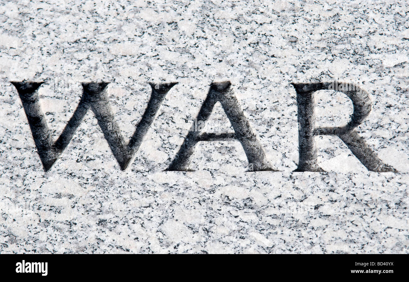 The word war carved in stone Stock Photo Alamy