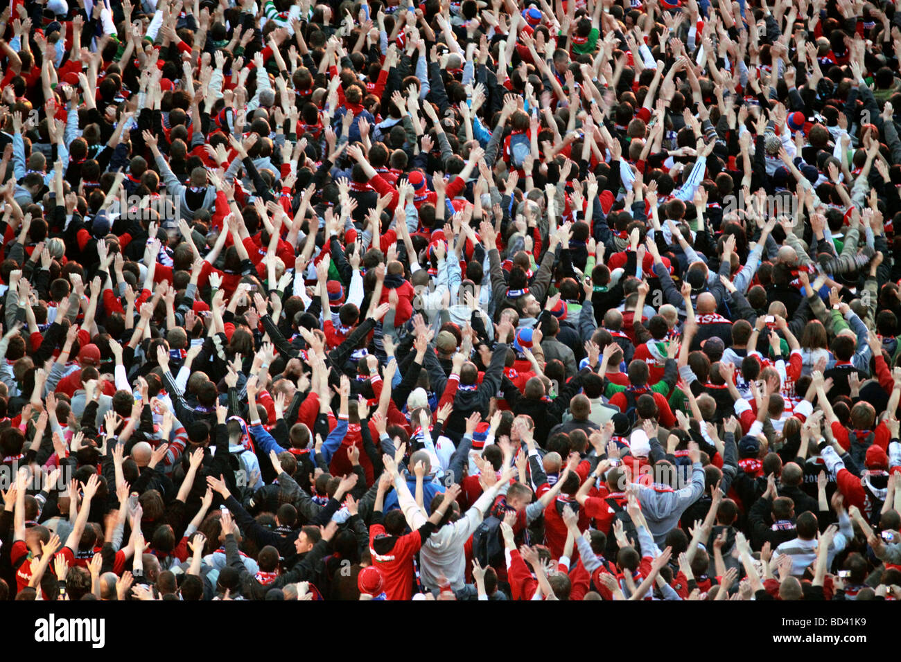 Football crowd cheering. Stock Photo