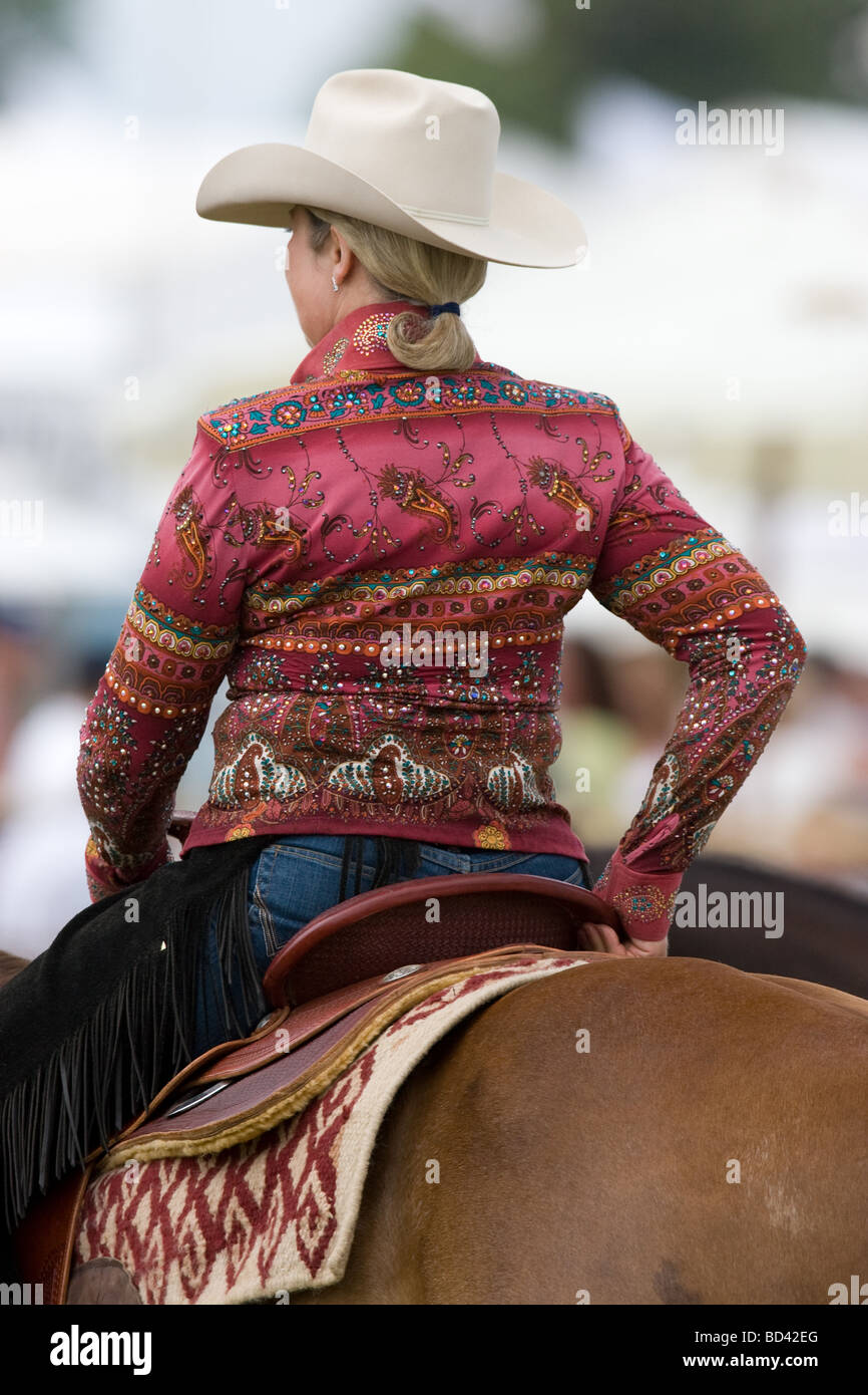 CowGirl On An American Quarter Horse Stock Photo