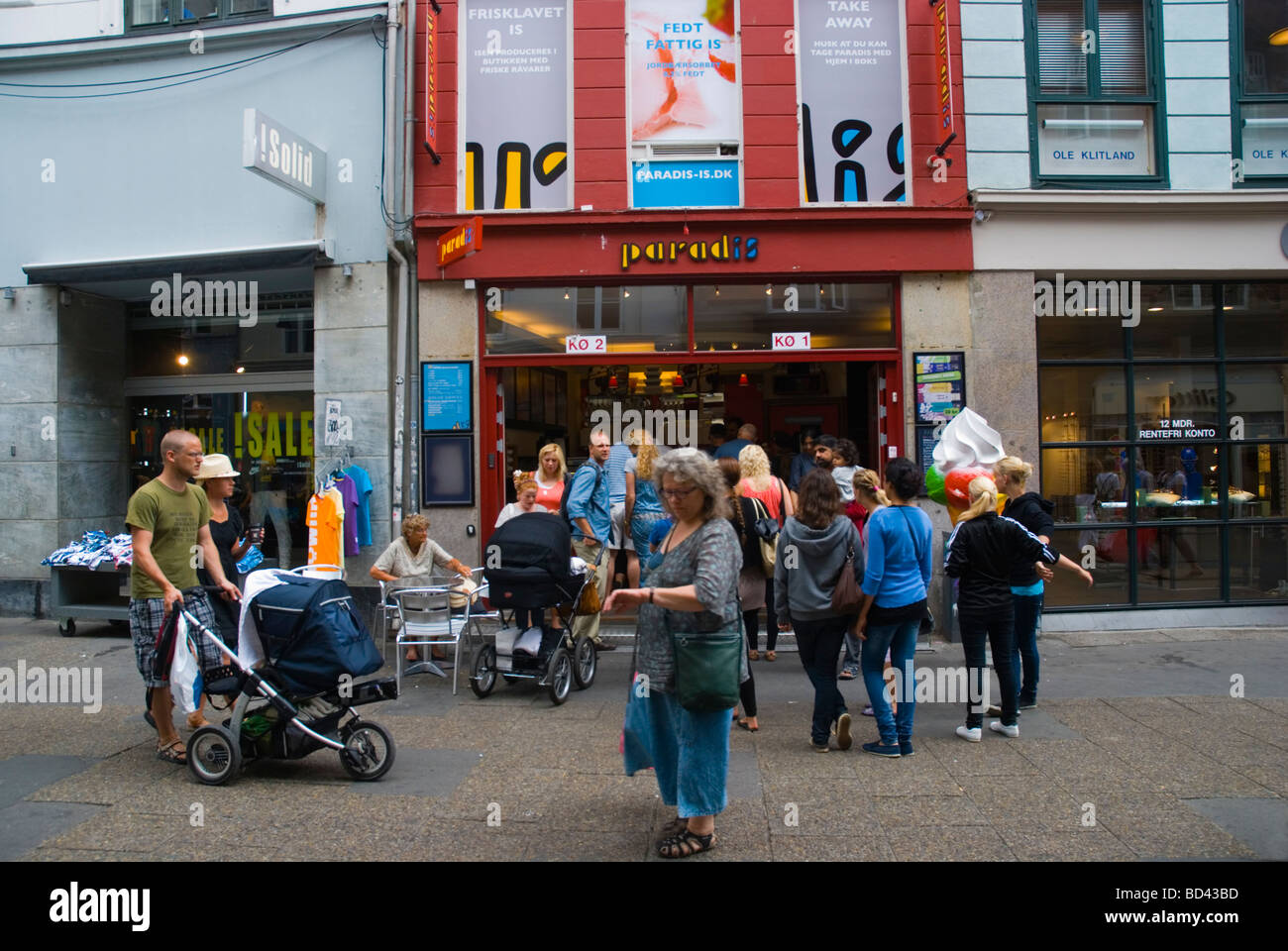 Kobmagergade pedestrian shopping street in Copenhagen Denmark Europe Stock Photo