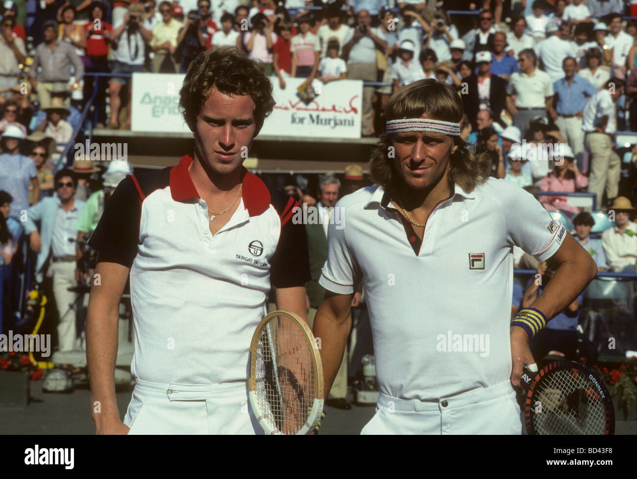 John McEnroe USA winner and Bjorn Borg before their finals match at the  1981 US Open Tennis Championships Stock Photo - Alamy