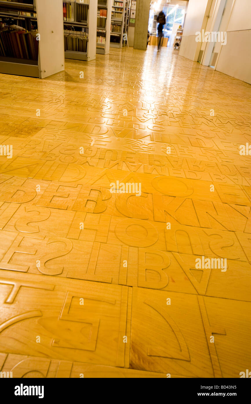 The Floor of Babble in the Evelyn W. Foster Learning Center in the Seattle Public Library, SPL. Seattle, Washington State USA. Stock Photo